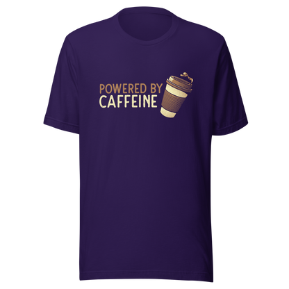 A steaming coffee cup tilts playfully beside the phrase “Powered by Caffeine,” written in bold, vintage-style lettering. This design perfectly captures the spirit of those who run entirely on coffee and determination. Ideal for caffeine lovers, coffee addicts and anyone who can’t start the day without their favorite brew.