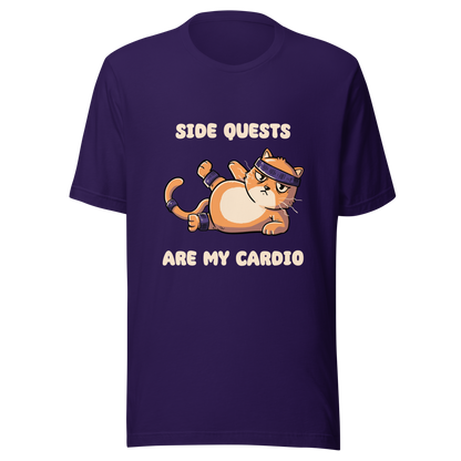 An orange kitten in gym clothes doing an aerobic workout, paired with the phrase ‘Side Quests Are My Cardio Gym Cat’. A humorous design that mixes cats, gaming vibes and fitness irony, perfect for those who prefer playful side quests over serious workouts.