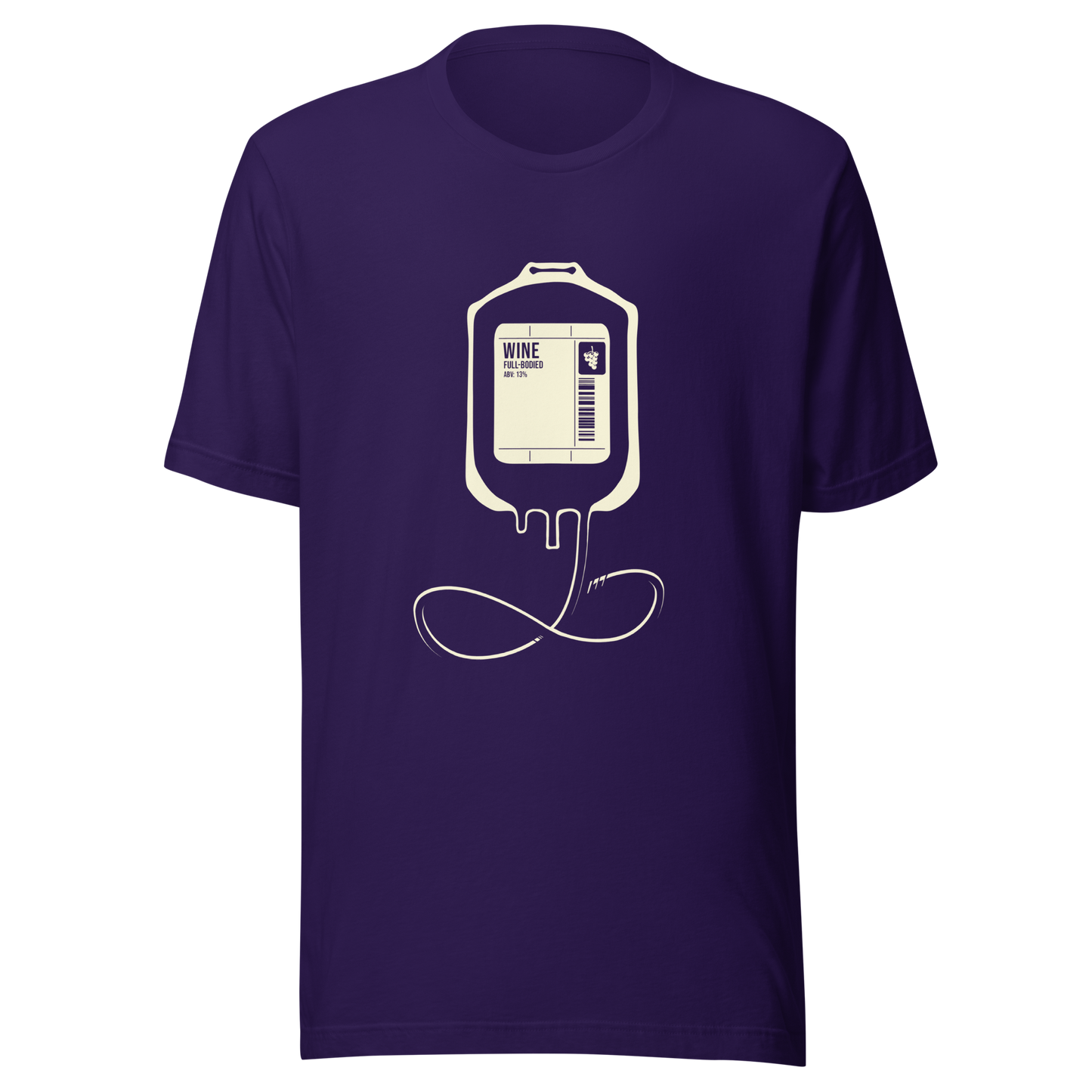 The artwork depicts an infusion pouch stylized as a full wine bag, with a detailed label in shades of cream. It plays on the idea that, for some, wine is almost like an essential fuel. Perfect for wine lovers and fans of sarcastic humor.
