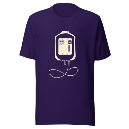 The artwork depicts an infusion pouch stylized as a full wine bag, with a detailed label in shades of cream. It plays on the idea that, for some, wine is almost like an essential fuel. Perfect for wine lovers and fans of sarcastic humor.