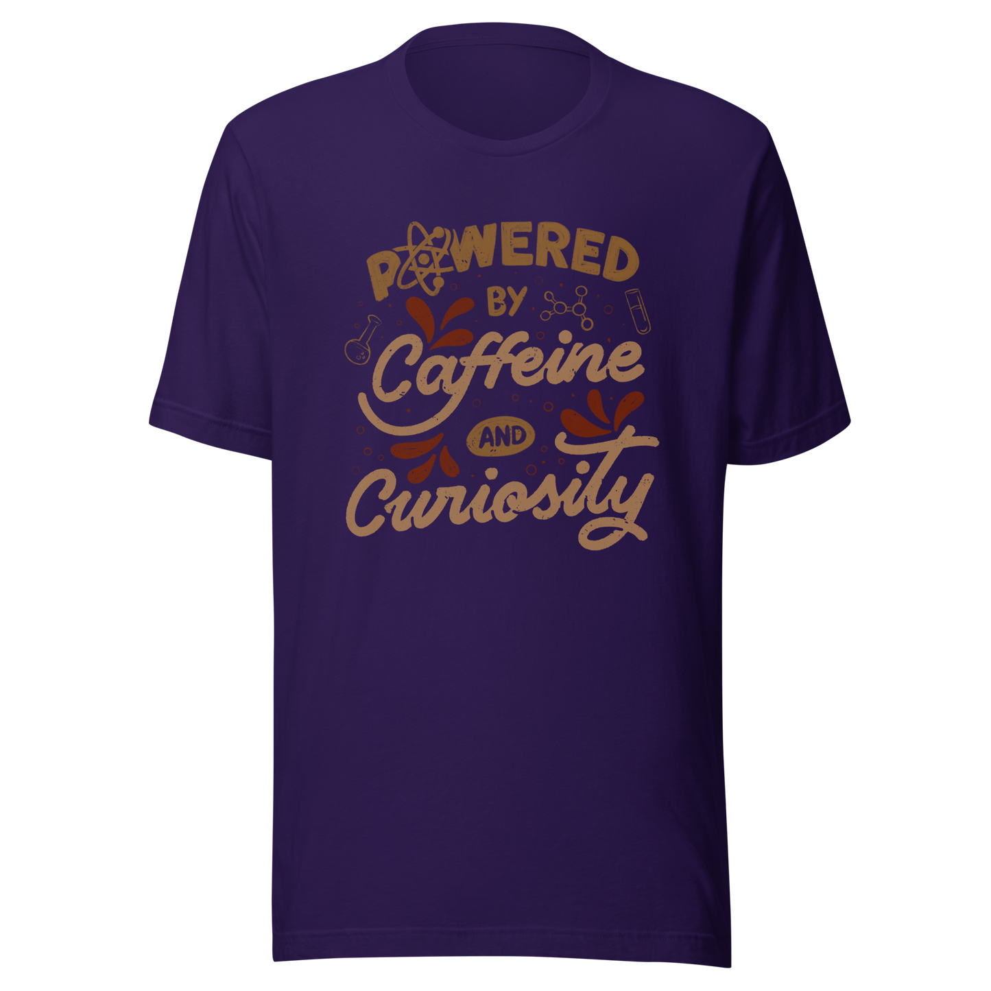 A vintage-style lettering artwork featuring the phrase “Powered by Caffeine and Curiosity” decorated with chemistry symbols, molecules and scientific details. This design captures the restless mind of those who question everything and rely on coffee to keep curiosity alive. Ideal for researchers, lab workers, students, science geeks and caffeine lovers. 