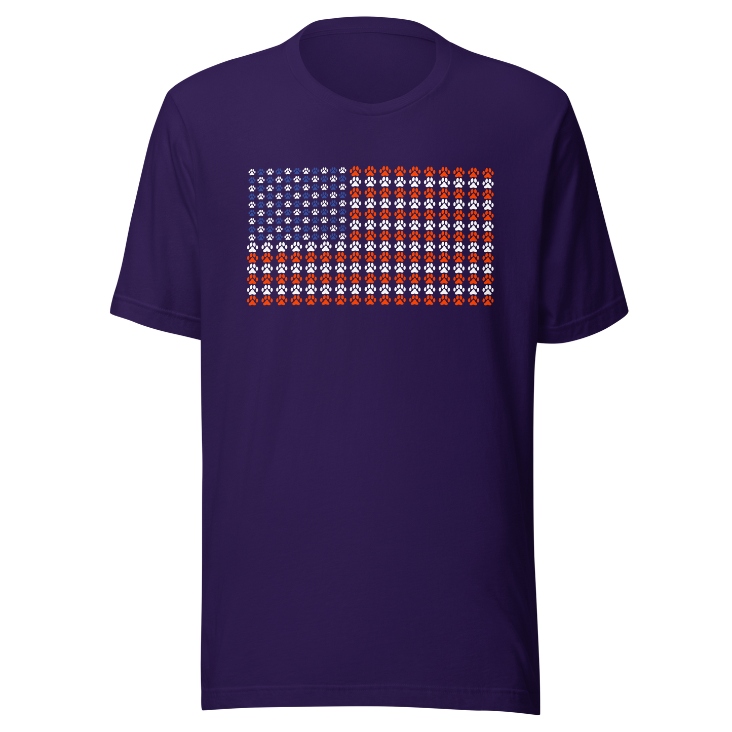 An artistic reinterpretation of the United States flag formed entirely by countless small paw prints. Blending patriotism with pet love, this creative design celebrates animal lovers, dogs, cats, and the special bond between people and their furry companions.
