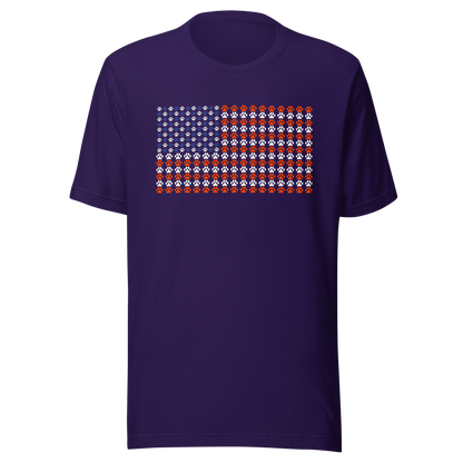 An artistic reinterpretation of the United States flag formed entirely by countless small paw prints. Blending patriotism with pet love, this creative design celebrates animal lovers, dogs, cats, and the special bond between people and their furry companions.