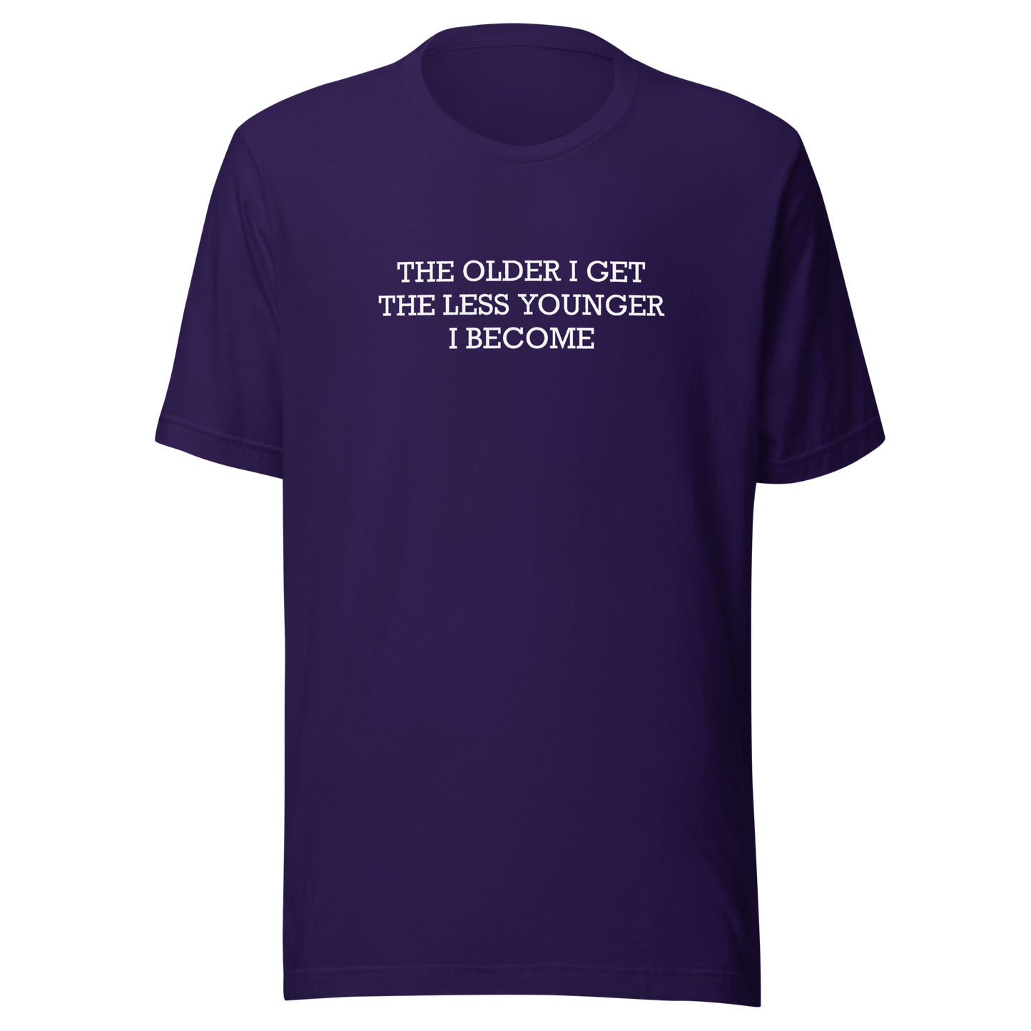 This typographic design features the phrase ‘The older I get the less younger I become’, a funny and ironic take on getting older. A clean and minimalist quote artwork, perfect for fans of sarcastic humor, witty sayings, and relatable designs.