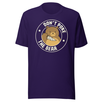 A cute bear with a dark twist, holding a knife and surrounded by the phrase “Don’t Poke The Bear”. This edgy yet adorable design plays with the contrast between sweetness and menace, making it perfect for fans of dark humour, bold artwork and ironic animal illustrations.