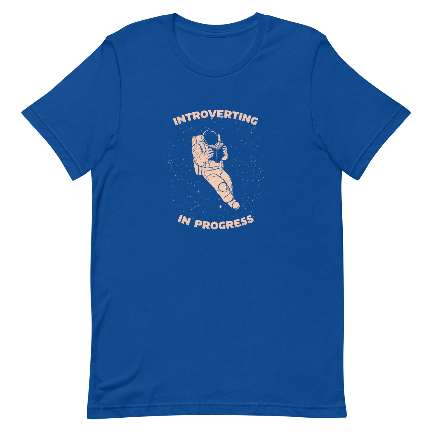 An astronaut floats in space while reading a book, surrounded by twinkling stars. The artwork represents the beauty of introspection and a quiet retreat amidst the universe. Perfect for introverts, passionate readers and dreamers who love the combination of space and tranquility.