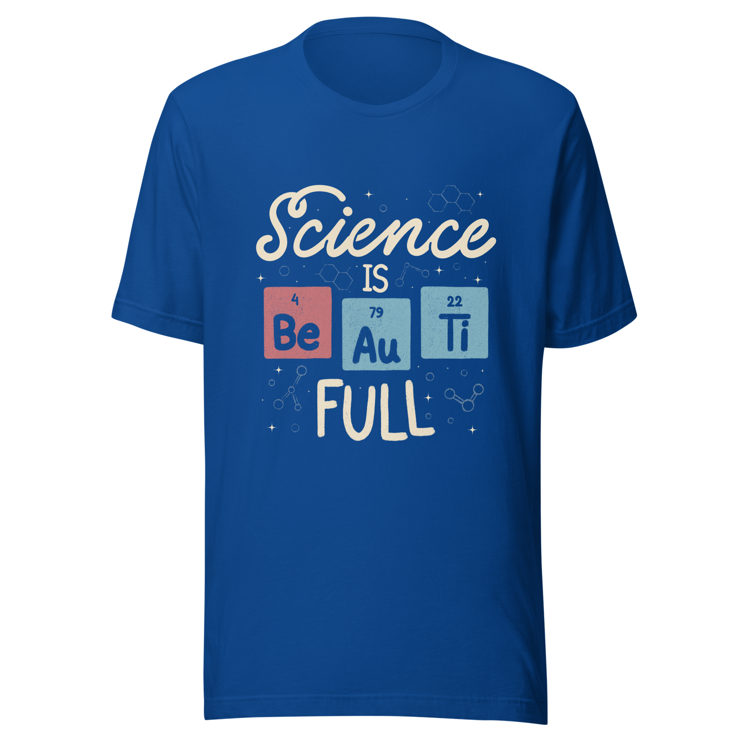 A lettering piece featuring the phrase "Science is Be Au Ti Full," with Be, Au, and Ti cleverly represented as chemical elements from the periodic table. A fun and playful artwork, perfect for anyone who loves science with a touch of humor.