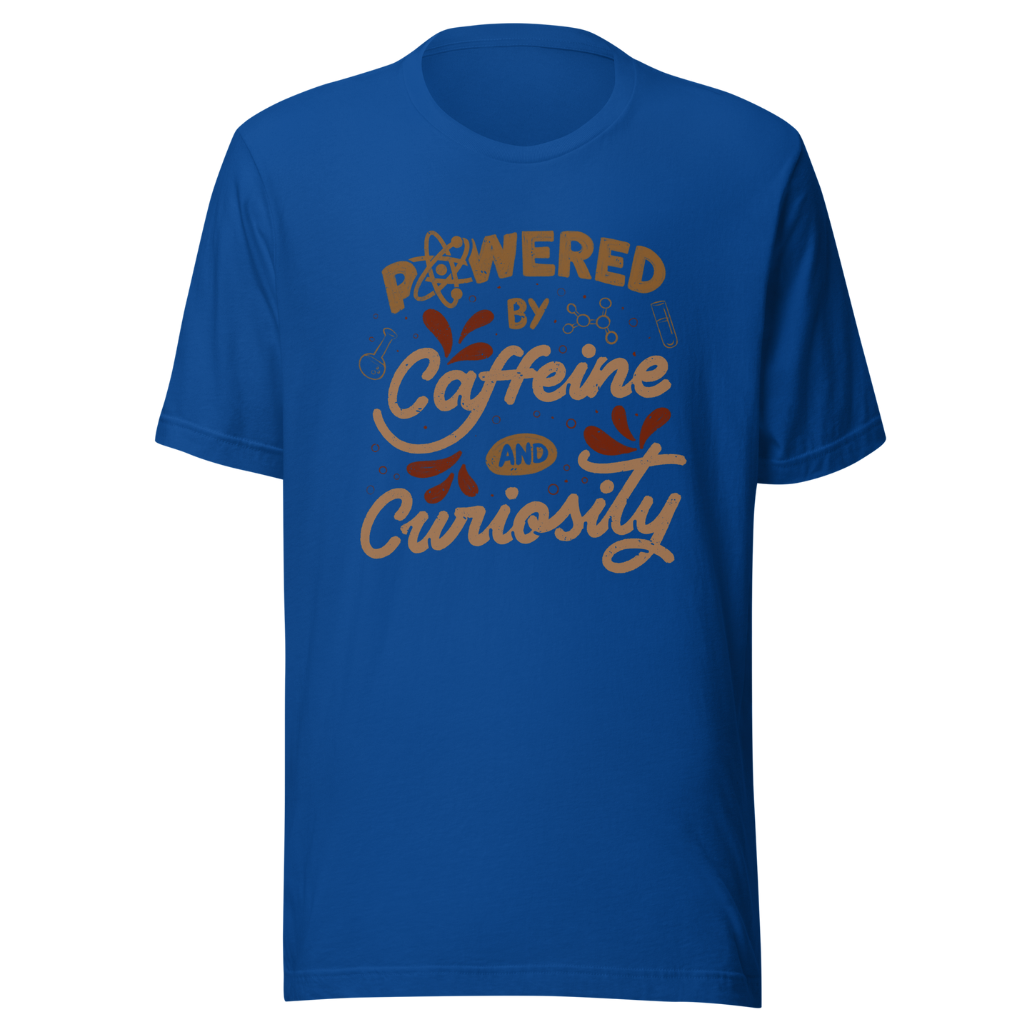 A vintage-style lettering artwork featuring the phrase “Powered by Caffeine and Curiosity” decorated with chemistry symbols, molecules and scientific details. This design captures the restless mind of those who question everything and rely on coffee to keep curiosity alive. Ideal for researchers, lab workers, students, science geeks and caffeine lovers. 