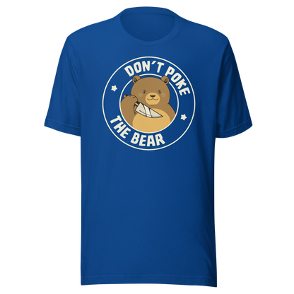 A cute bear with a dark twist, holding a knife and surrounded by the phrase “Don’t Poke The Bear”. This edgy yet adorable design plays with the contrast between sweetness and menace, making it perfect for fans of dark humour, bold artwork and ironic animal illustrations.