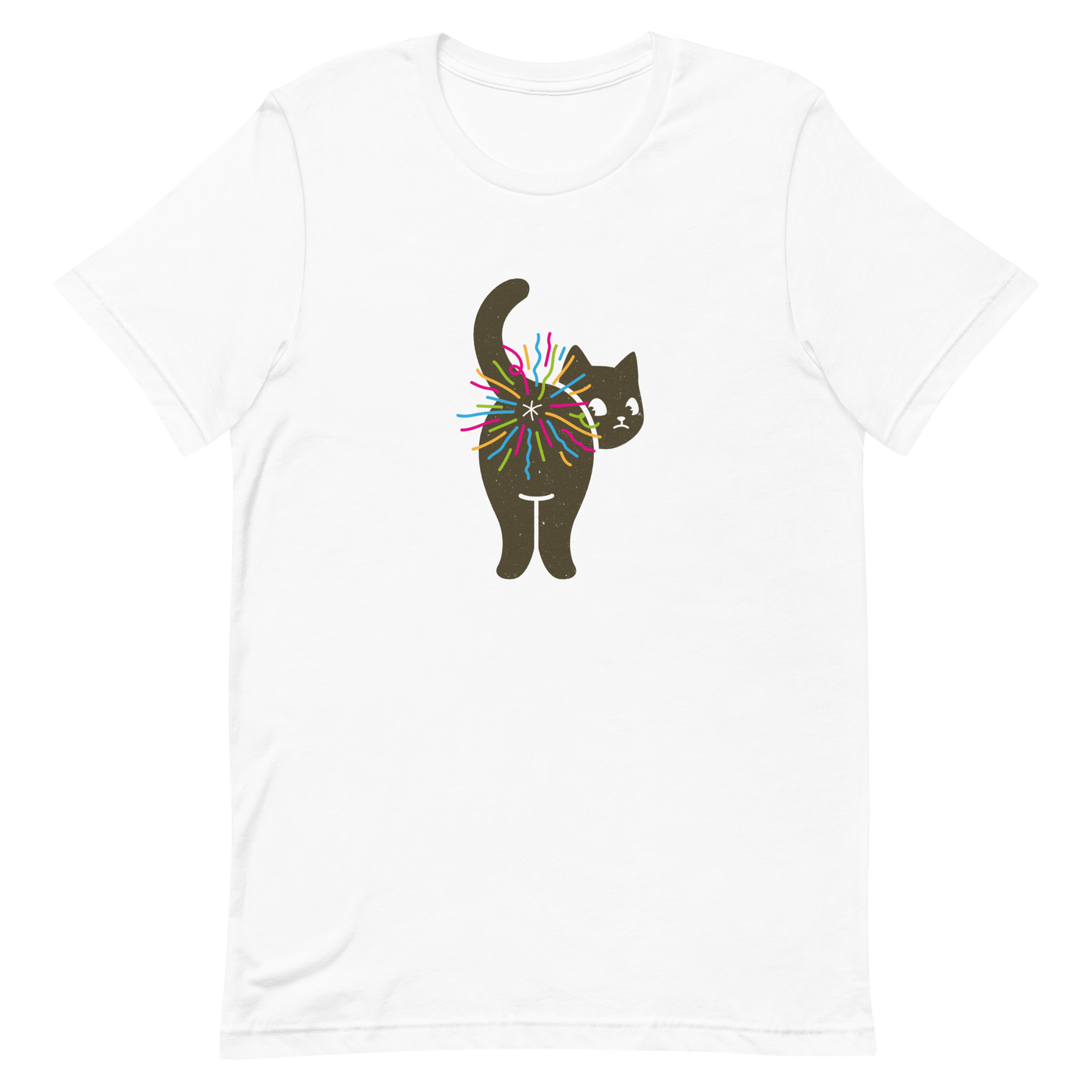 A black cat glances back while a rainbow bursts from its butt in a cheeky and colorful way. This artwork is a playful pun that turns a simple fart into a rainbow explosion of humor. Perfect for cat lovers, pun fans, and anyone who enjoys silly and quirky designs.