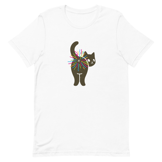 A black cat glances back while a rainbow bursts from its butt in a cheeky and colorful way. This artwork is a playful pun that turns a simple fart into a rainbow explosion of humor. Perfect for cat lovers, pun fans, and anyone who enjoys silly and quirky designs.