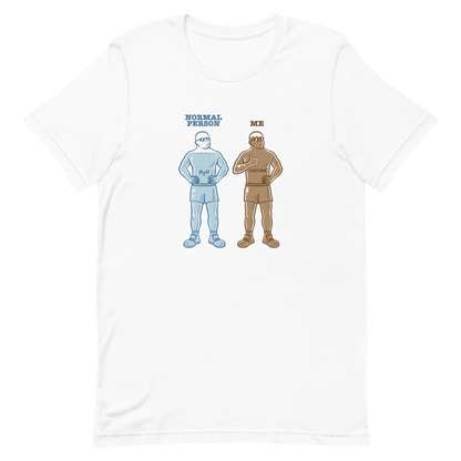 Two characters appear side by side, one made of water, representing a normal person, and the other made of coffee, representing "me". This artwork plays on the universal addiction to caffeine and the difference between those who live on H₂O and those who survive on caffeine. Perfect for coffee lovers, meme fans, and anyone with a good sense of humor.