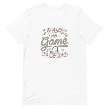 This design features the phrase “I Paused My Game To Be Here” in a bold vintage-style lettering with a headset illustration. It perfectly captures the eternal struggle between gaming and social life with a touch of humor. Ideal for gamers, streamers, and anyone who’d rather be playing.
