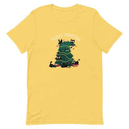 A Christmas tree full of black kittens hanging from it as if they were playing with it, an art that plays on how cats love Christmas trees. A perfect gift for anyone who loves Christmas and cats.