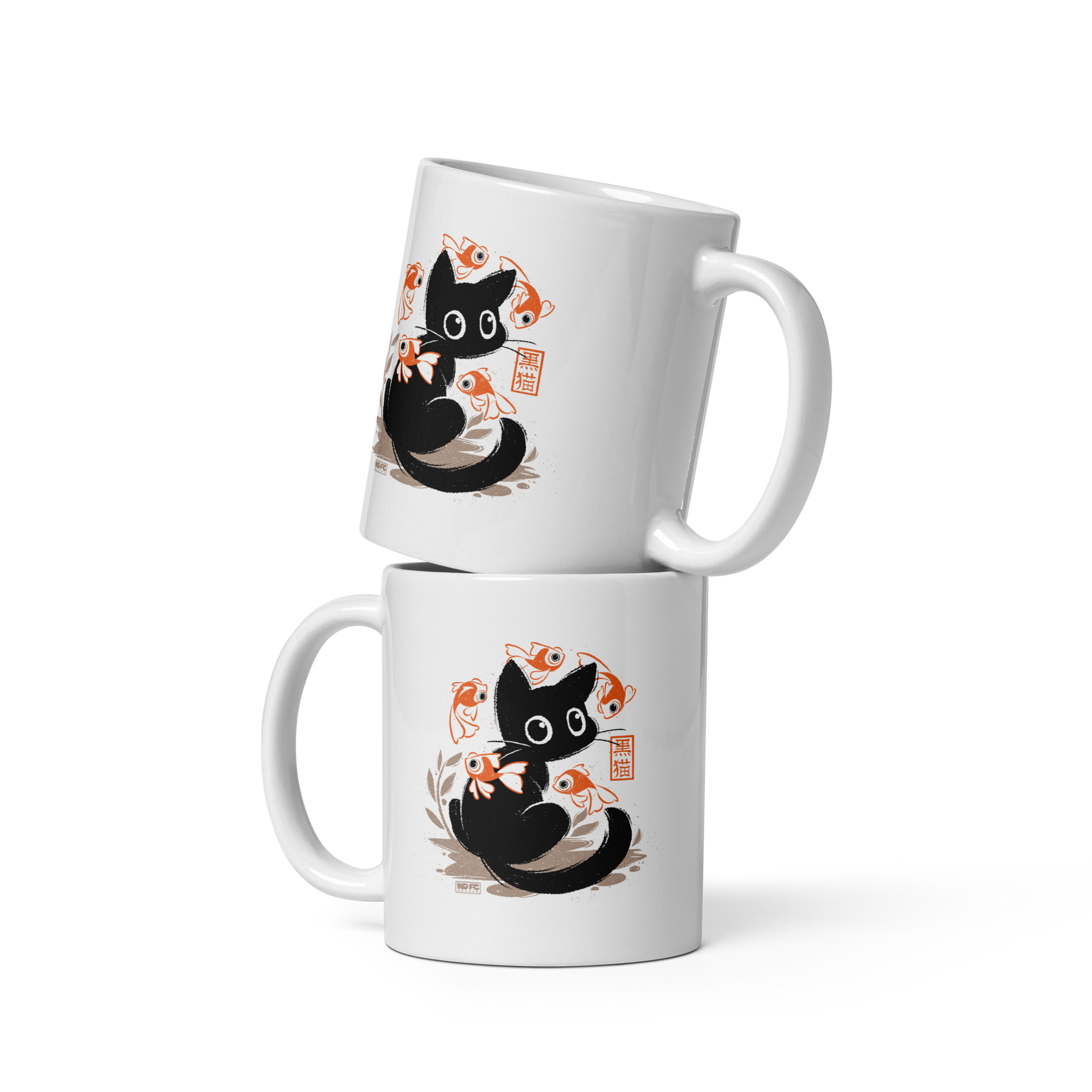 This unique design features a charming black cat amidst playful koi, rendered in beautiful Sumi-e ink style. A perfect blend of Japanese art and anime whimsy for any cat lover.