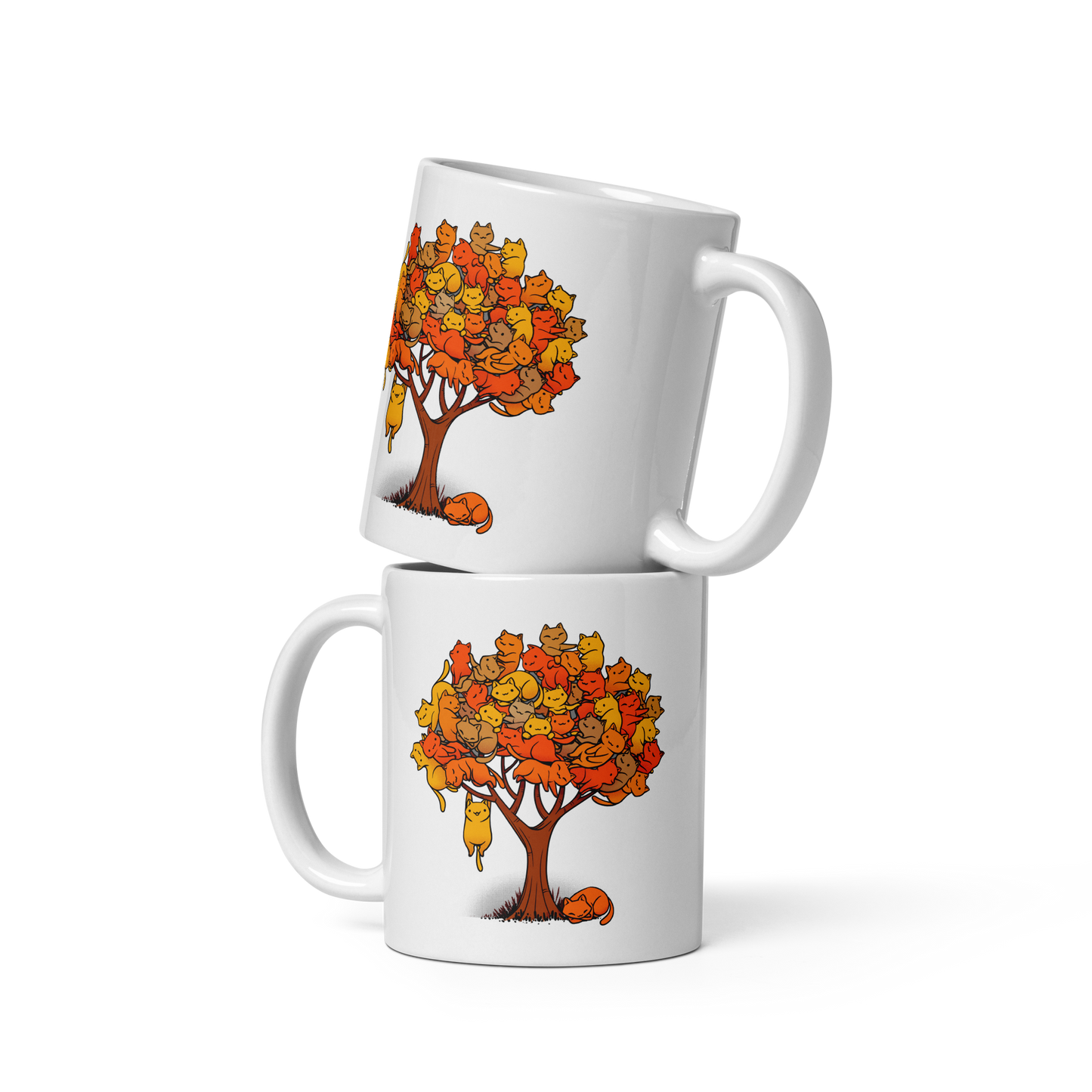 A tree formed by several kittens, some sleeping, others playing. An allusion to where cats come from.